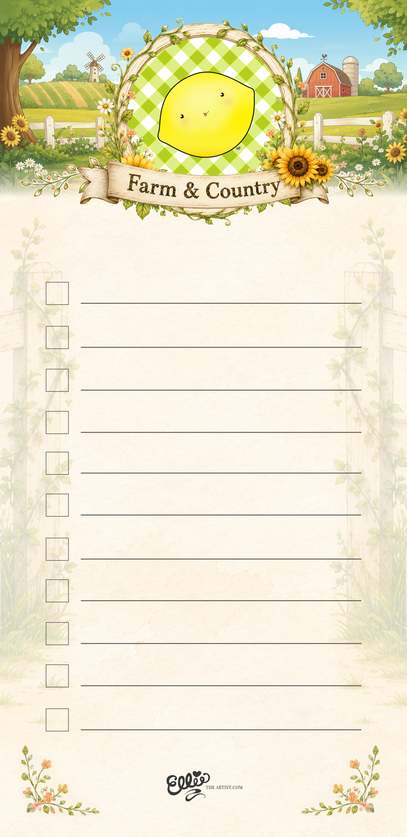 Country Lemon magnetic notepad from the Farm and Country Collection