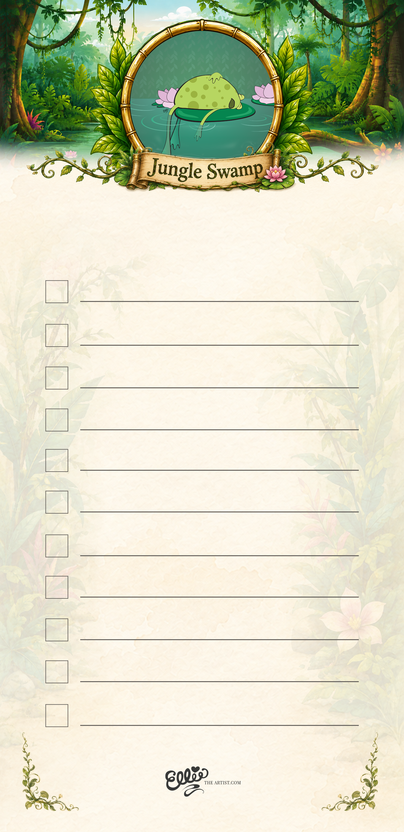 Frog on a Lily Pad magnetic notepad from the Jungle Swamp Collection