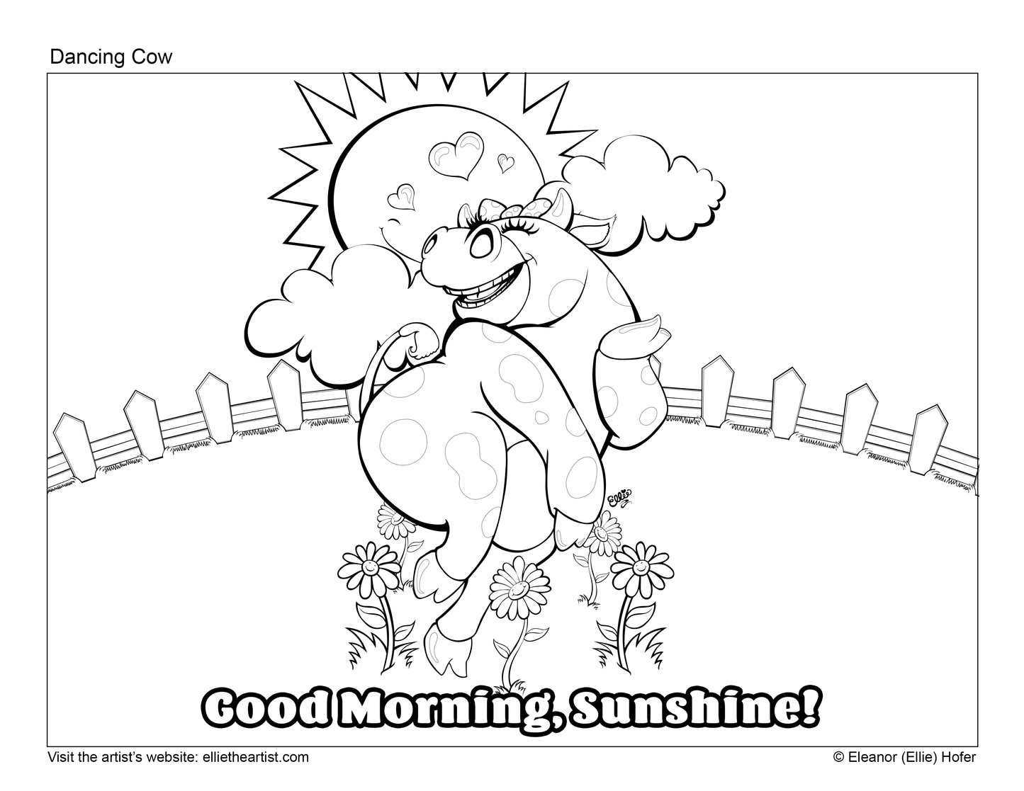 FREE Dancing Cow Coloring Page (Digital Download)