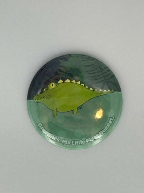 Gator in the Swamp Round Refrigerator Magnet | Cute Cartoon Character Magnet | 2.25 Inch Fridge Magnet