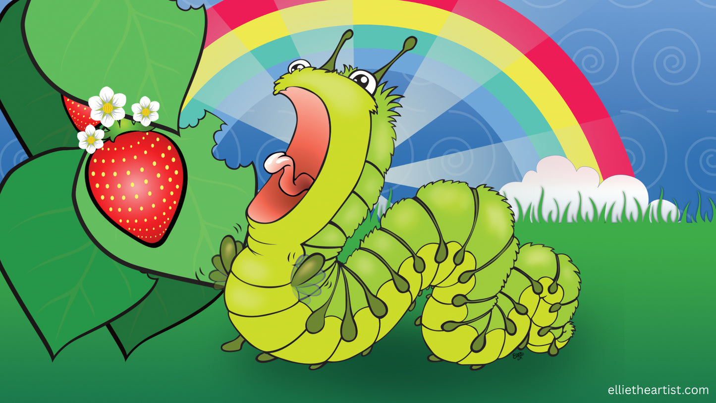 FREE Nom Nom Caterpillar Desktop Wallpaper (Digital Download)