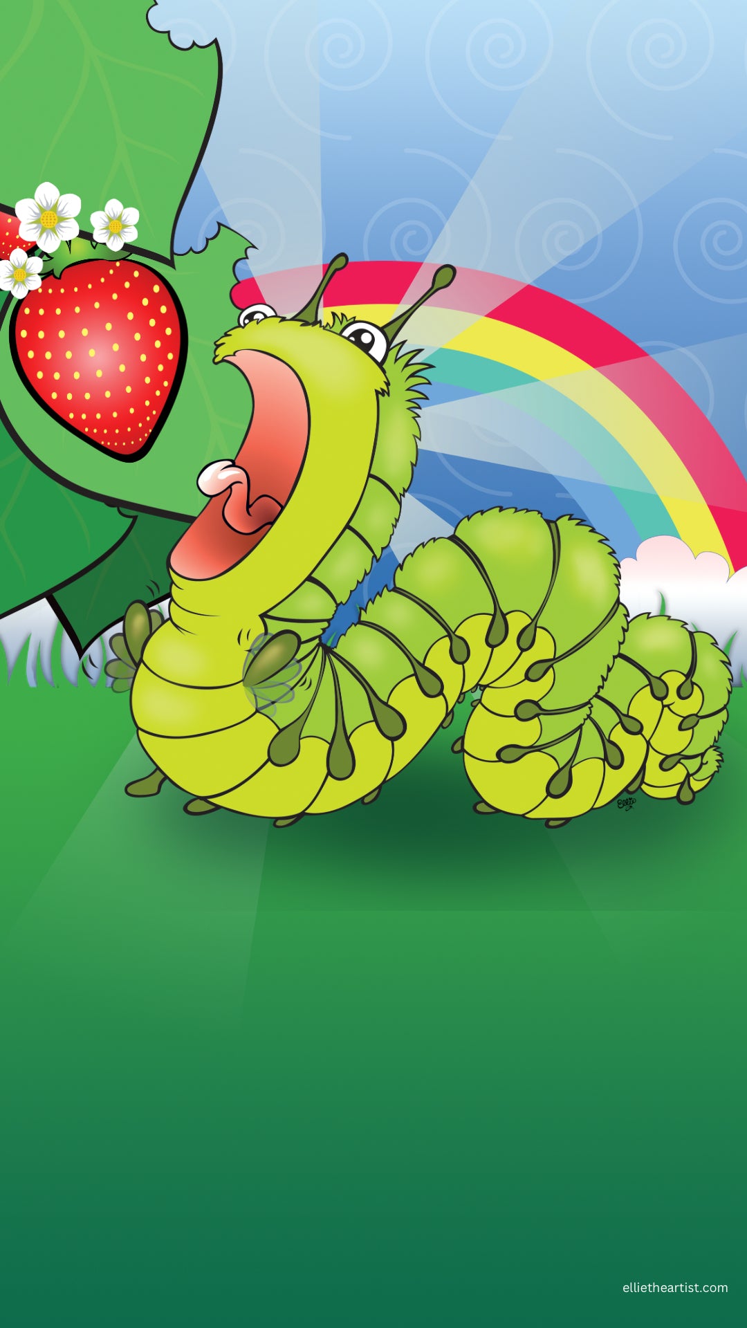 FREE Nom Nom Caterpillar Phone Wallpaper (Digital Download)