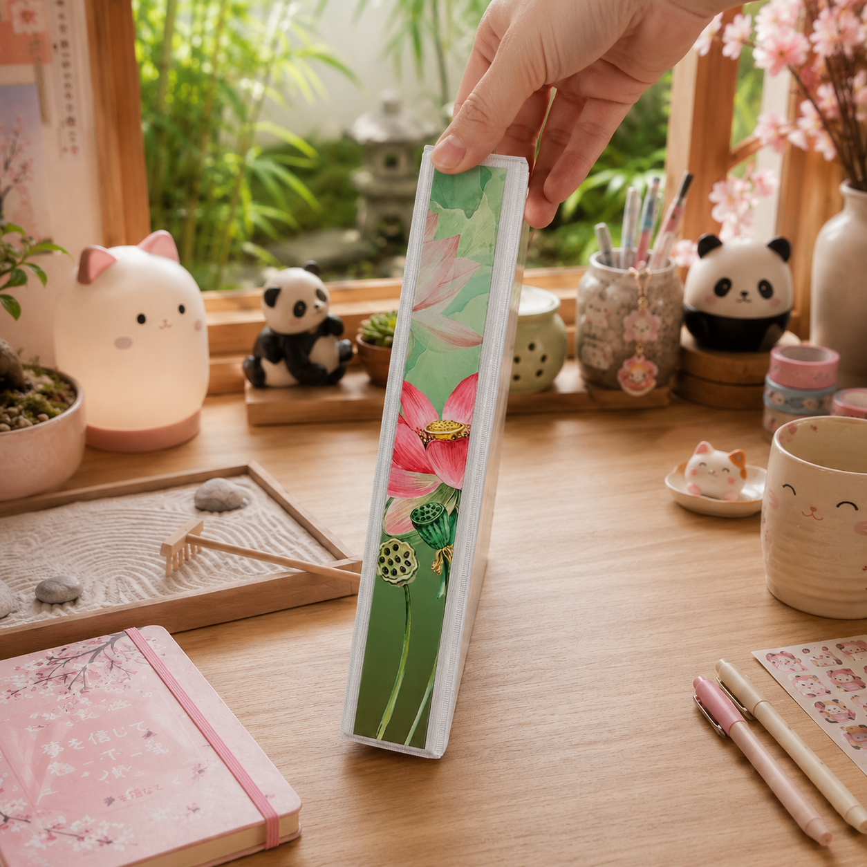 Insta Tiger 3-Ring Binder - Cute Cartoon Tiger Binder with Zen Garden Lotus Art for School Supplies