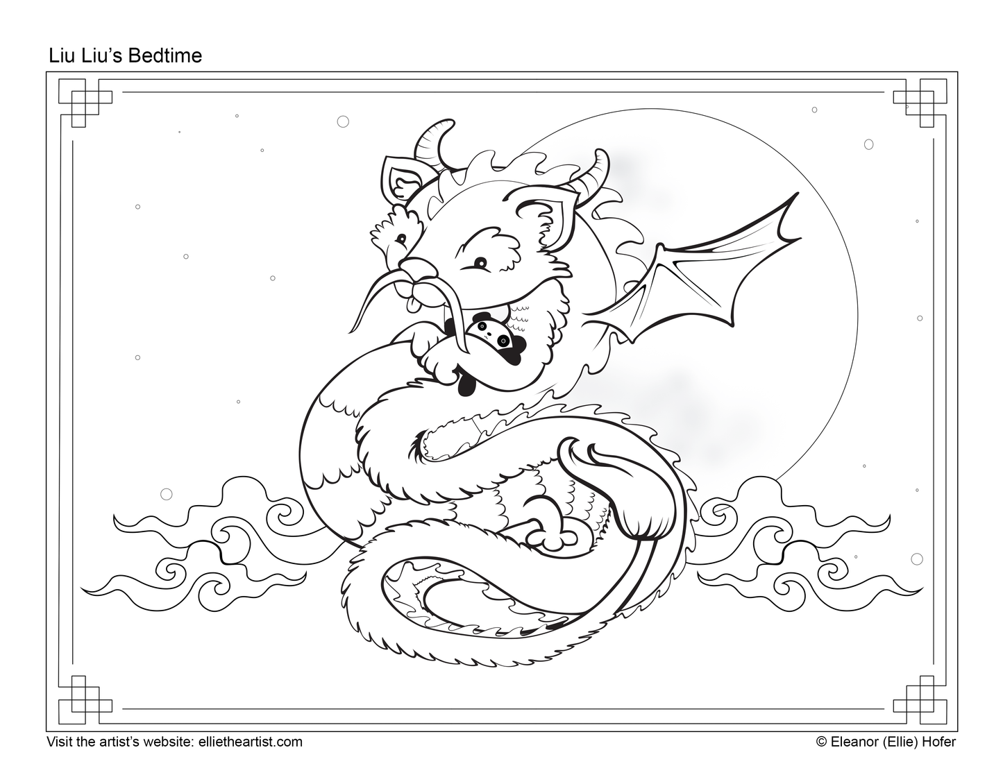 FREE Liu Liu the Chinese Dragon Coloring Page (Digital Download)
