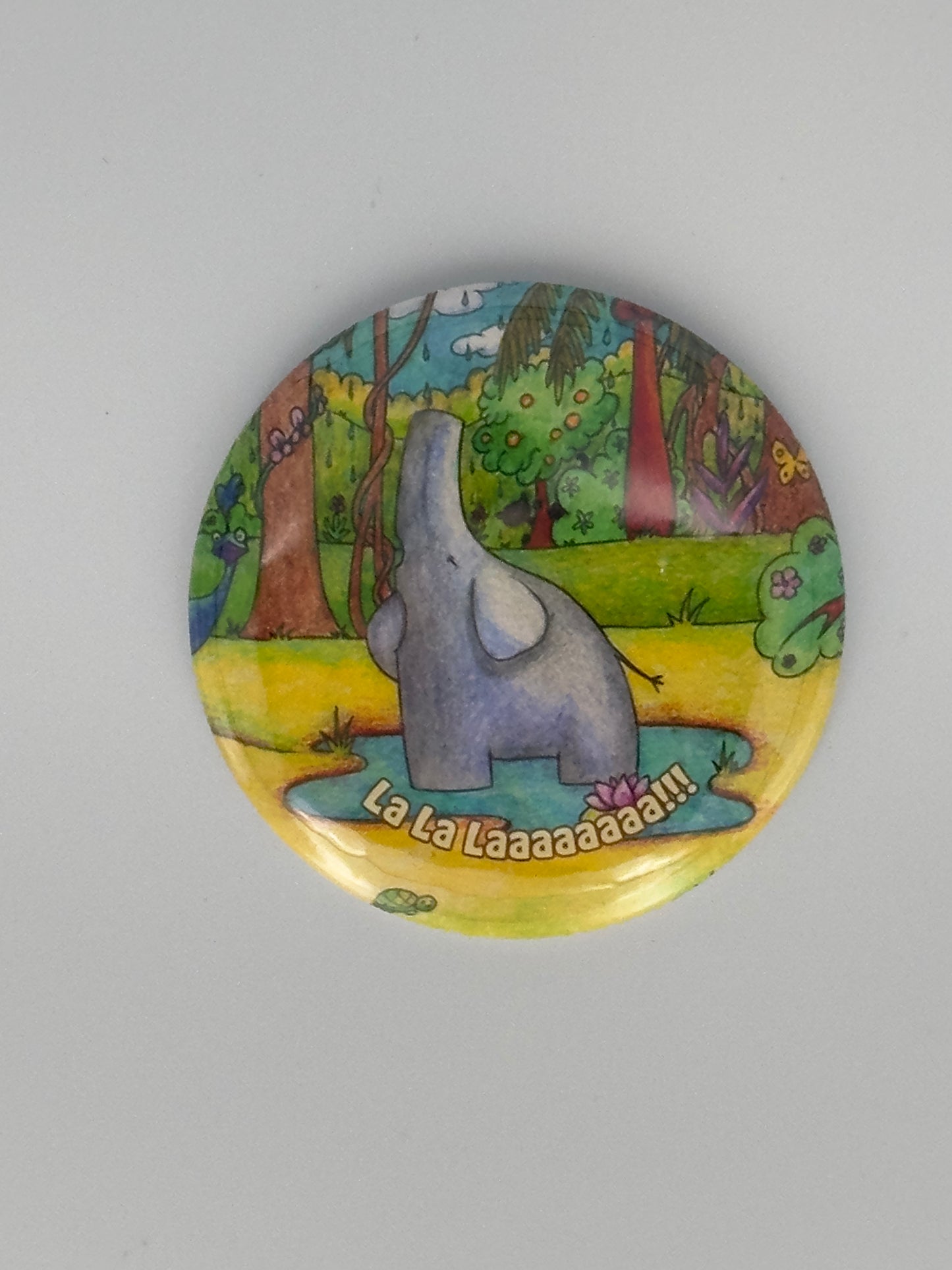 Singing Elephant Round Refrigerator Magnet | Cute Cartoon Character Magnet | 2.25 Inch Fridge Magnet