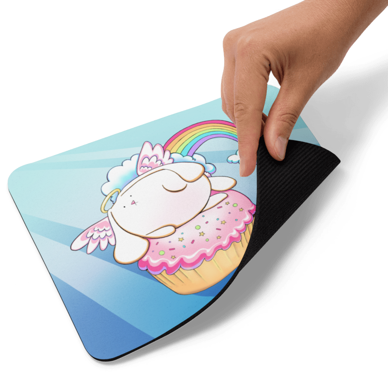 Angel Bunny Riding a Cupcake | Mousepad | Fluffy Bunnies Collection
