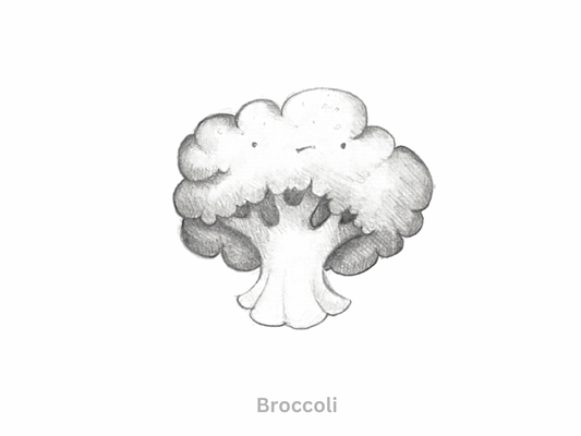 Sketch of a Cute Cartoon Broccoli