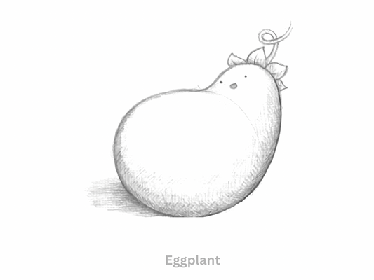 Sketch of a Cute Cartoon Eggplant