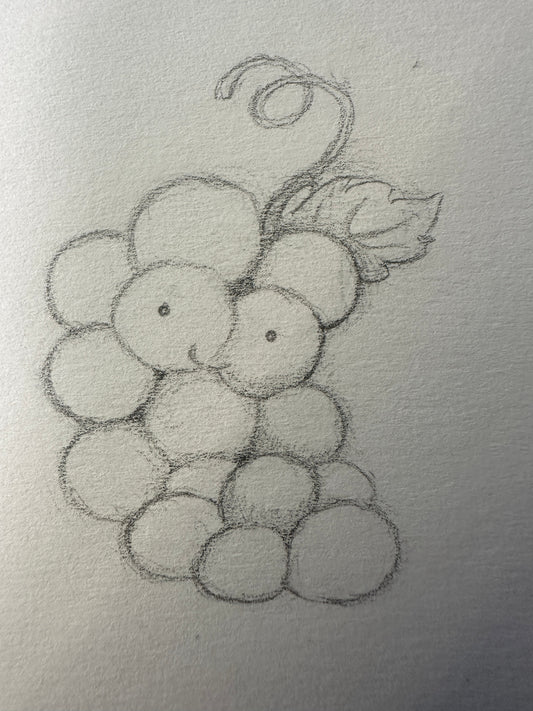 Sketch of Cute Cartoon Grapes