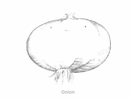 Sketch of a Cute Cartoon Onion