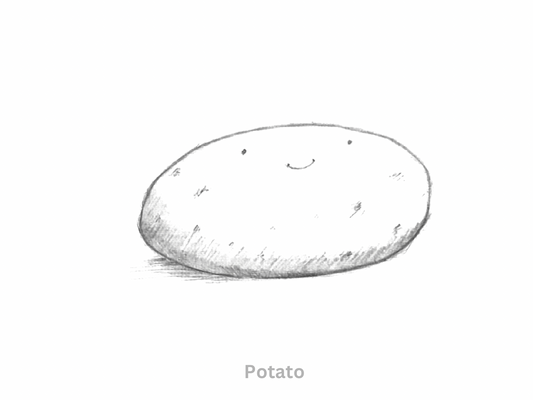 Sketch of a Cute Cartoon Potato