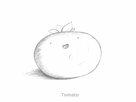 Sketch of a Cute Cartoon Tomato
