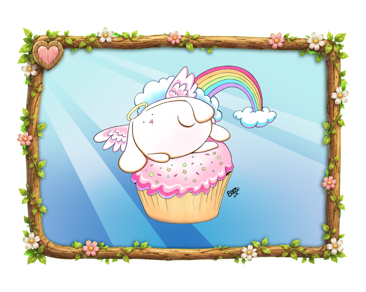 Angel Bunny Riding a Cupcake