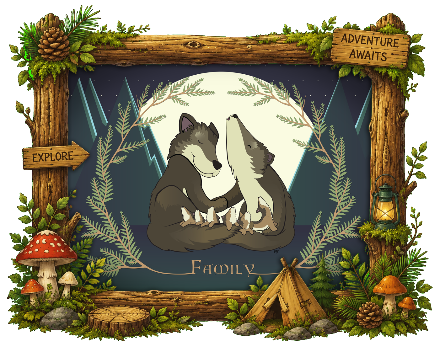Wolf Family and the First Awoo