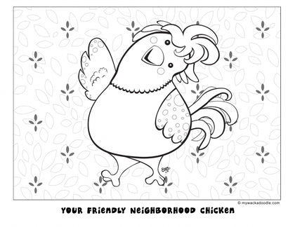 FREE Friendly Chicken Coloring Page (Digital Download)
