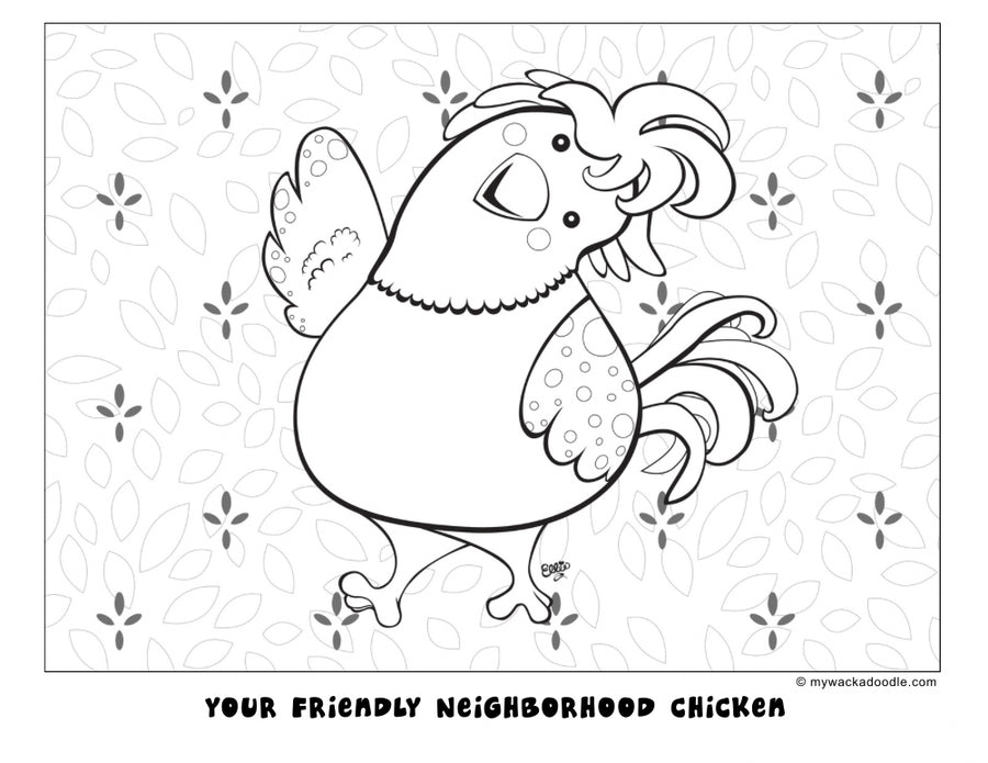 FREE Friendly Chicken Coloring Page (Digital Download)