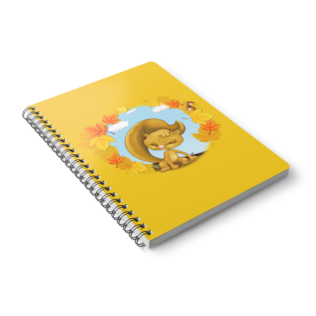 AUTUMN SQUIRREL Cartoon Notebook – 150 lined pages A5 Wirobound Softcover