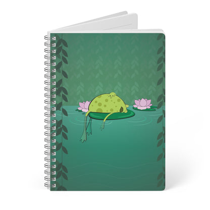 FROG ON A LILYPAD Cartoon Notebook – 150 Lined Pages A5 Wirobound Softcover