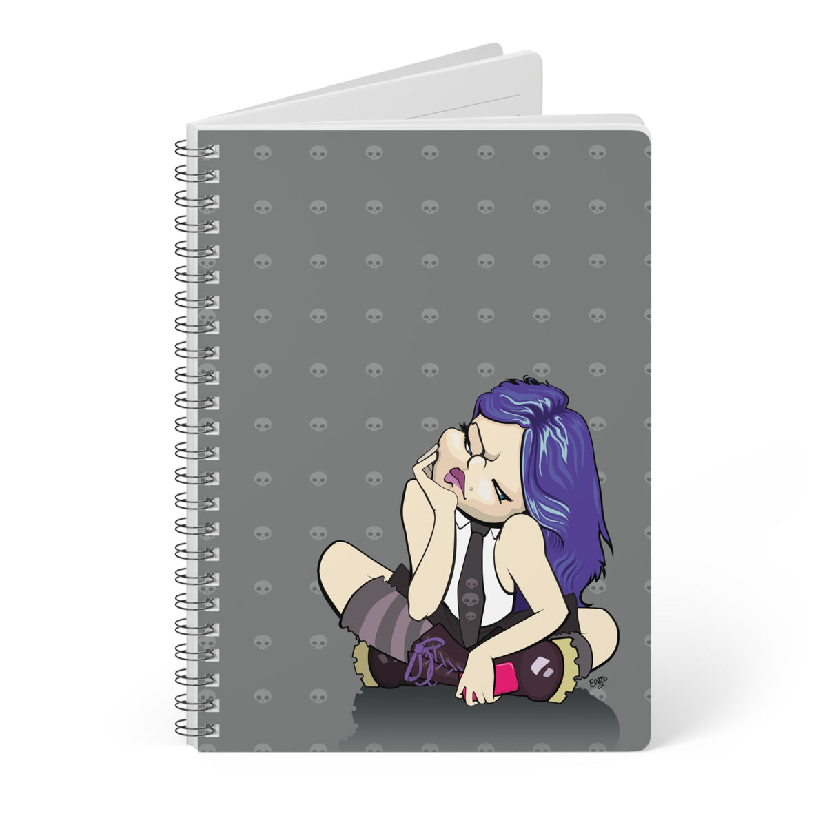 GOTH GIRL Cartoon Notebook – 150 lined pages A5 Wirobound Softcover