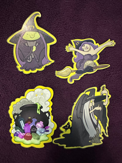 STICKER PACK: Witches Potion Shop, Witches and Cauldron | 4-Pack