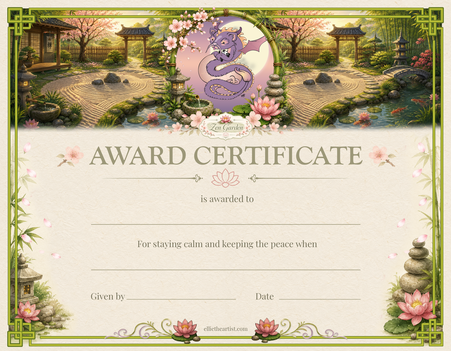 Zen Garden Reward Certificate Pad | Kids Award Certificates