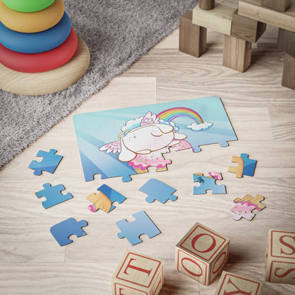Angel Bunny on a Cupcake Cartoon Kids Puzzle (30 Piece) - Fun Learning Activity Gift for Kids