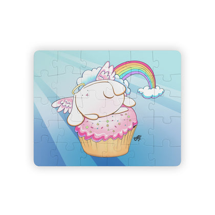 Angel Bunny on a Cupcake Cartoon Kids Puzzle (30 Piece) - Fun Learning Activity Gift for Kids