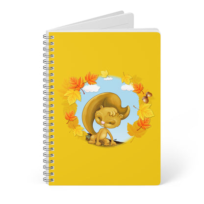 AUTUMN SQUIRREL Cartoon Notebook – 150 lined pages A5 Wirobound Softcover