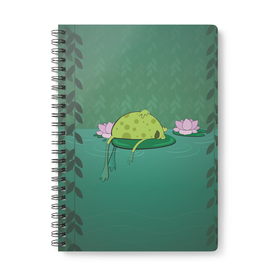FROG ON A LILYPAD Cartoon Notebook – 150 Lined Pages A5 Wirobound Softcover