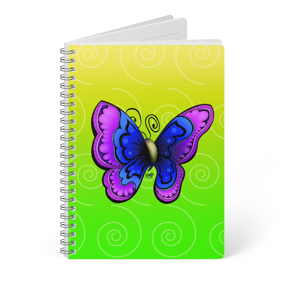 JOYFUL BUTTERFLY Cartoon Notebook – 150 lined pages A5 Wirobound Softcover