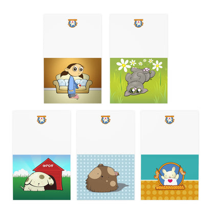 Home Sweet Home Cartoon Art Greeting Cards - Set of 5
