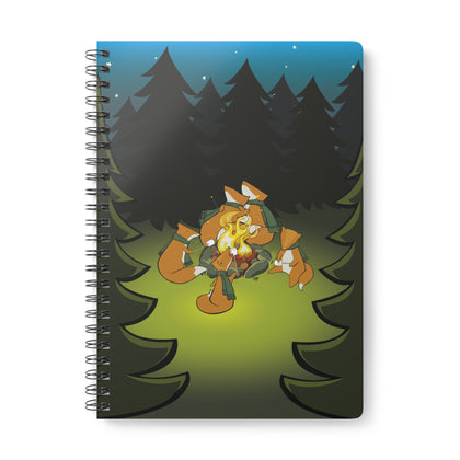 FOX FAMILY CAMPING TRIP Cartoon Notebook – 150 lined pages A5 Wirobound Softcover