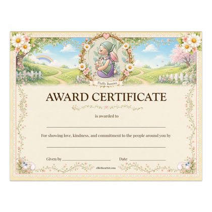 Fluffy Bunnies Printable Reward Certificate | Kids Award Certificate Digital Download