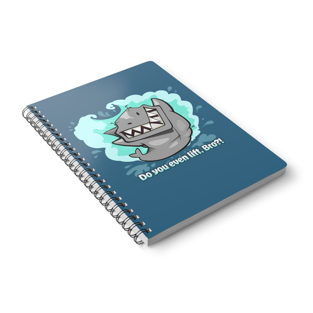 BUFF SHARK 'DO YOU EVEN LIFT, BRO?!' Cartoon Notebook – 150 lined pages A5 Wirobound Softcover