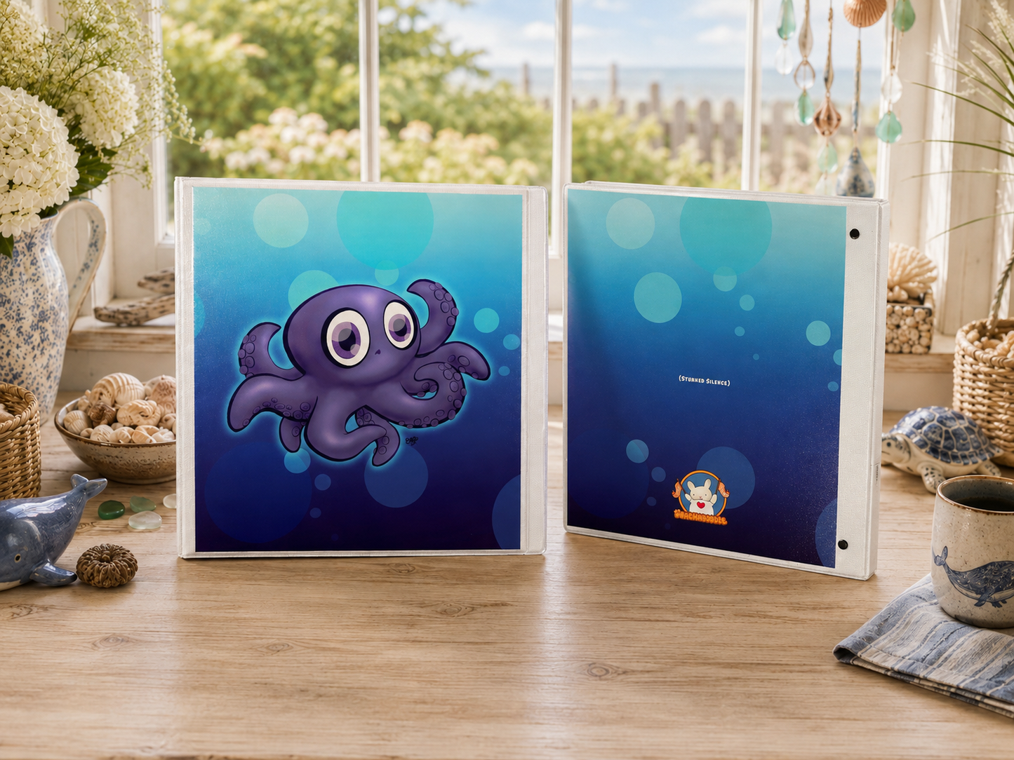 Shy Baby Octopus 3-Ring Binder – Cute Ocean School Binder