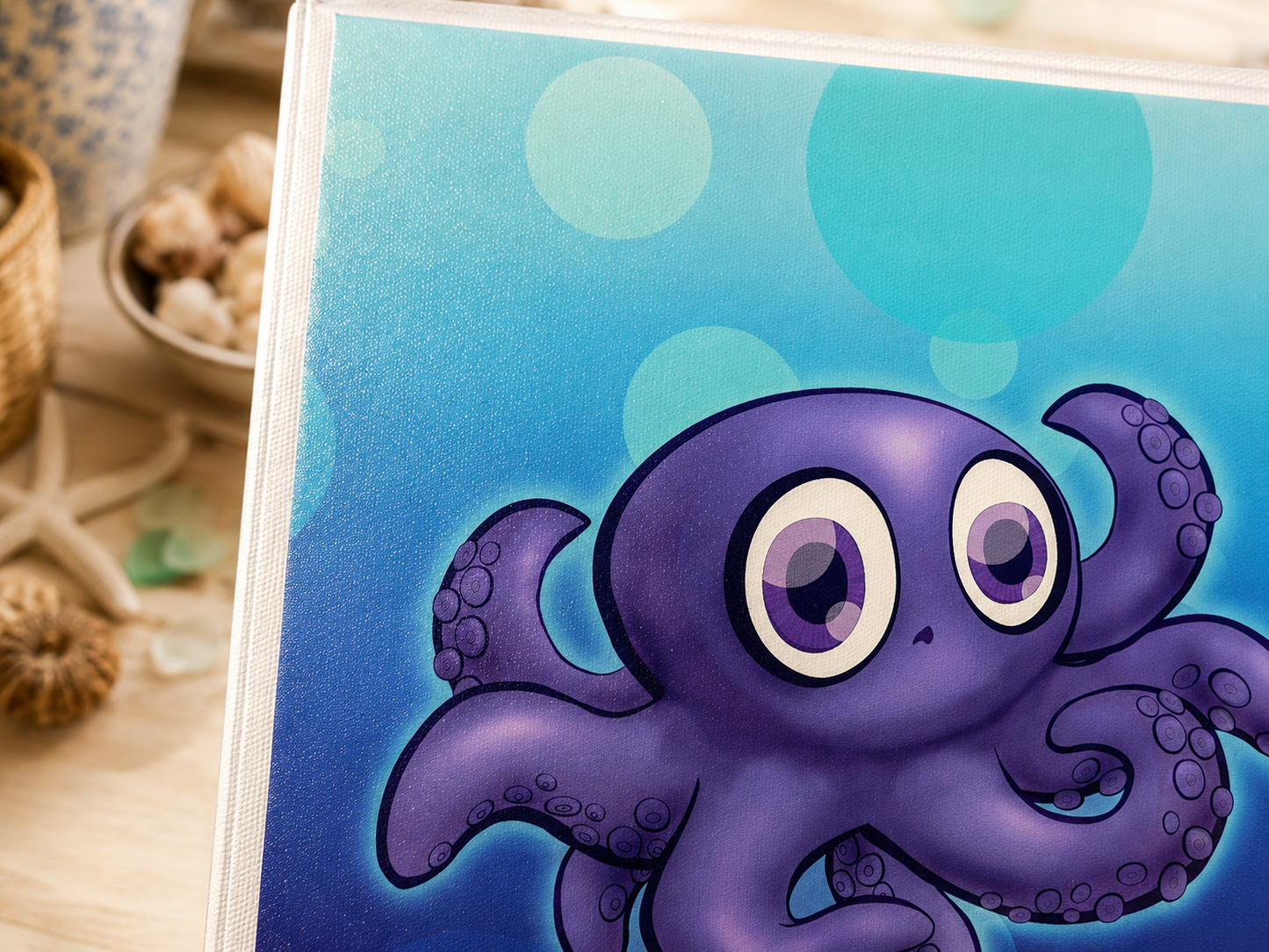 Shy Baby Octopus 3-Ring Binder – Cute Ocean School Binder