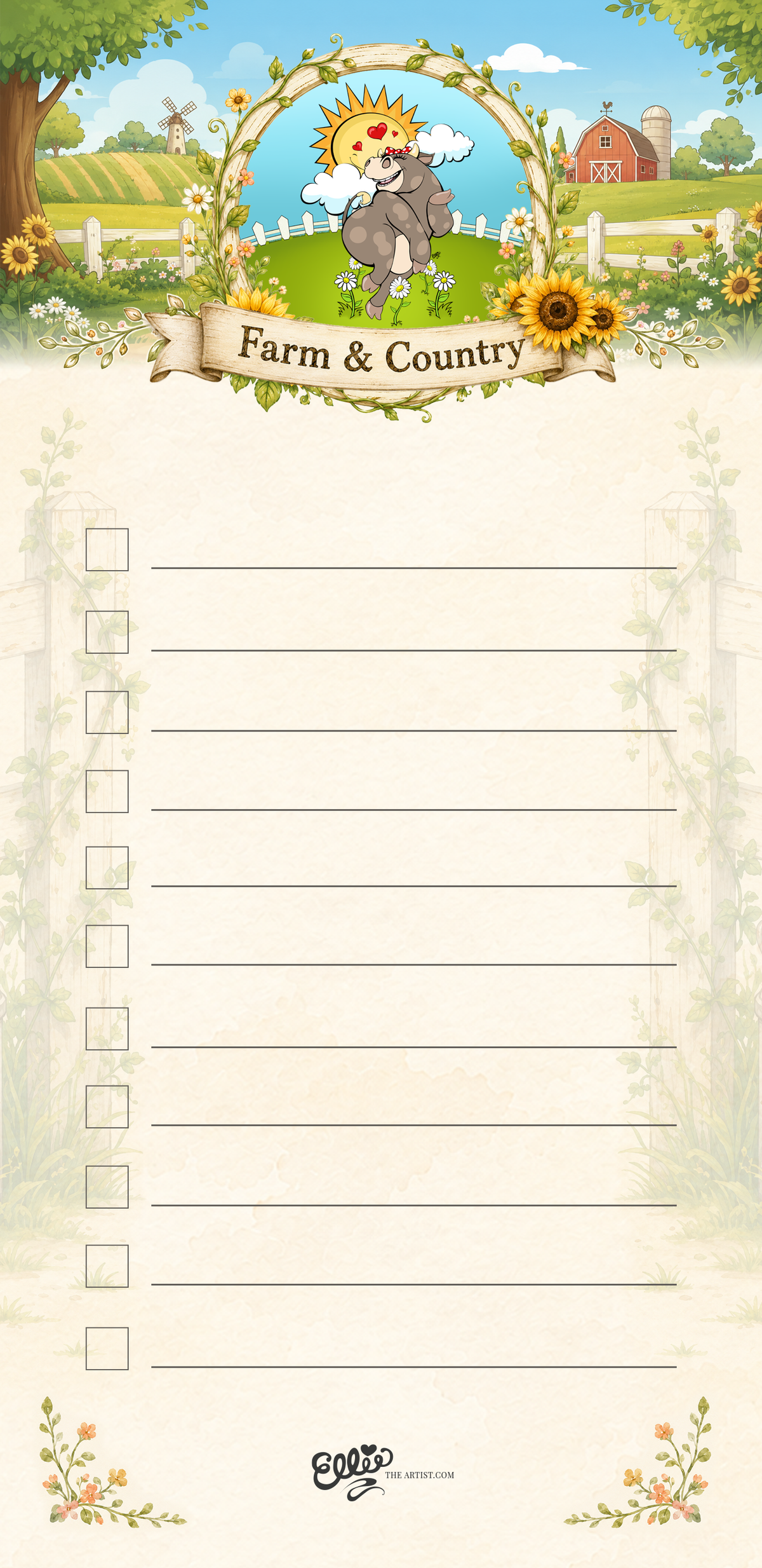Dancing Cow magnetic notepad from the Farm and Country Collection