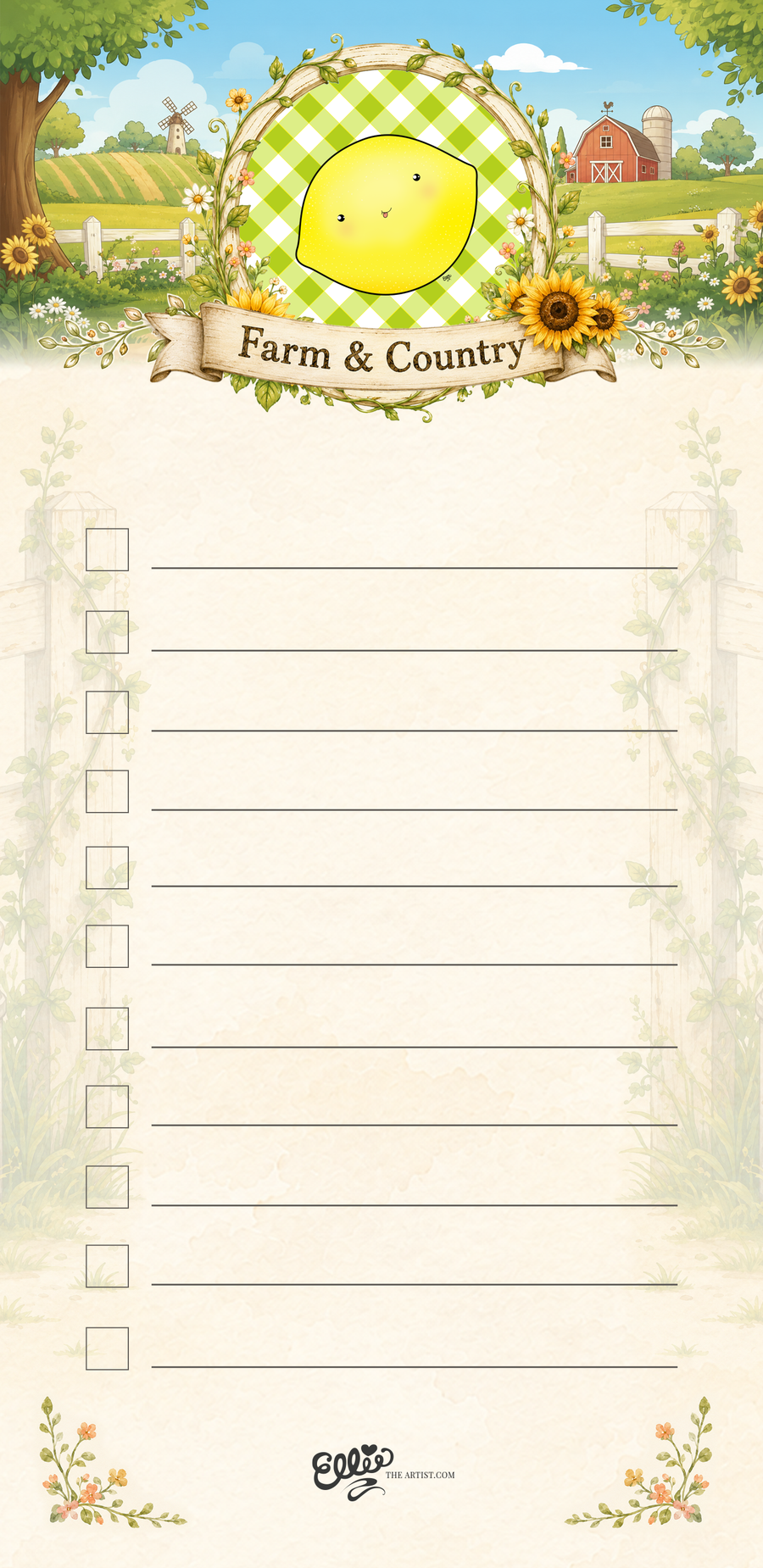 Country Lemon magnetic notepad from the Farm and Country Collection