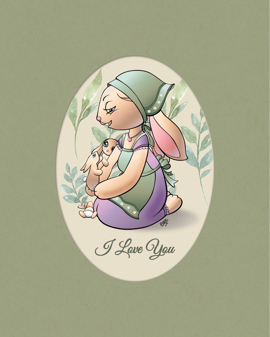 Mommy Bunny and Babies Art Print