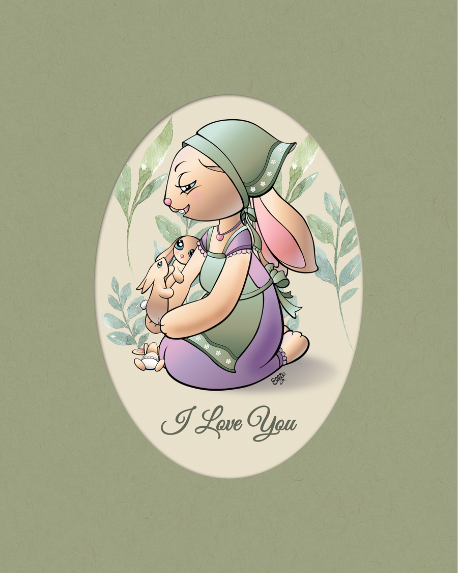 Mommy Bunny and Babies Art Print