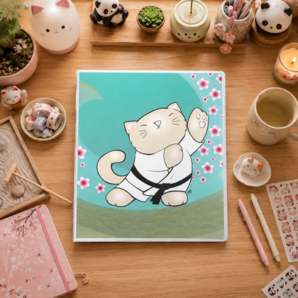 TAI CHI KITTY Cartoon Art 3-Ring Binder