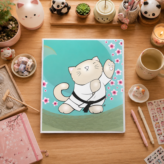 TAI CHI KITTY Cartoon Art 3-Ring Binder
