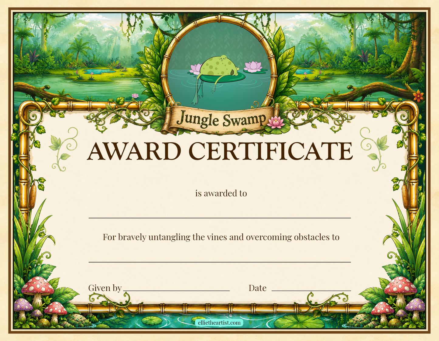 Jungle Swamp Reward Certificate Pad | Kids Award Certificates