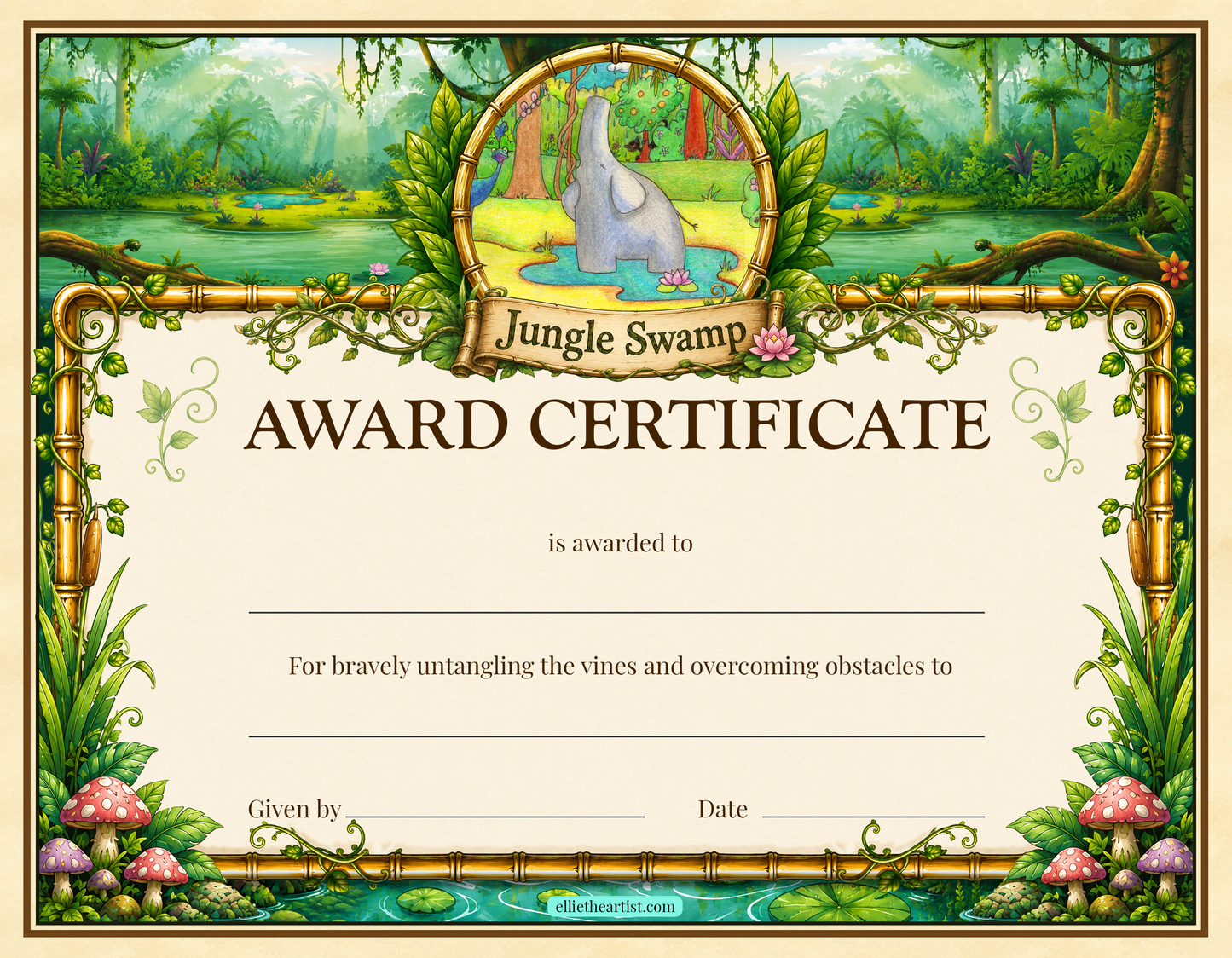 Jungle Swamp Reward Certificate Pad | Kids Award Certificates