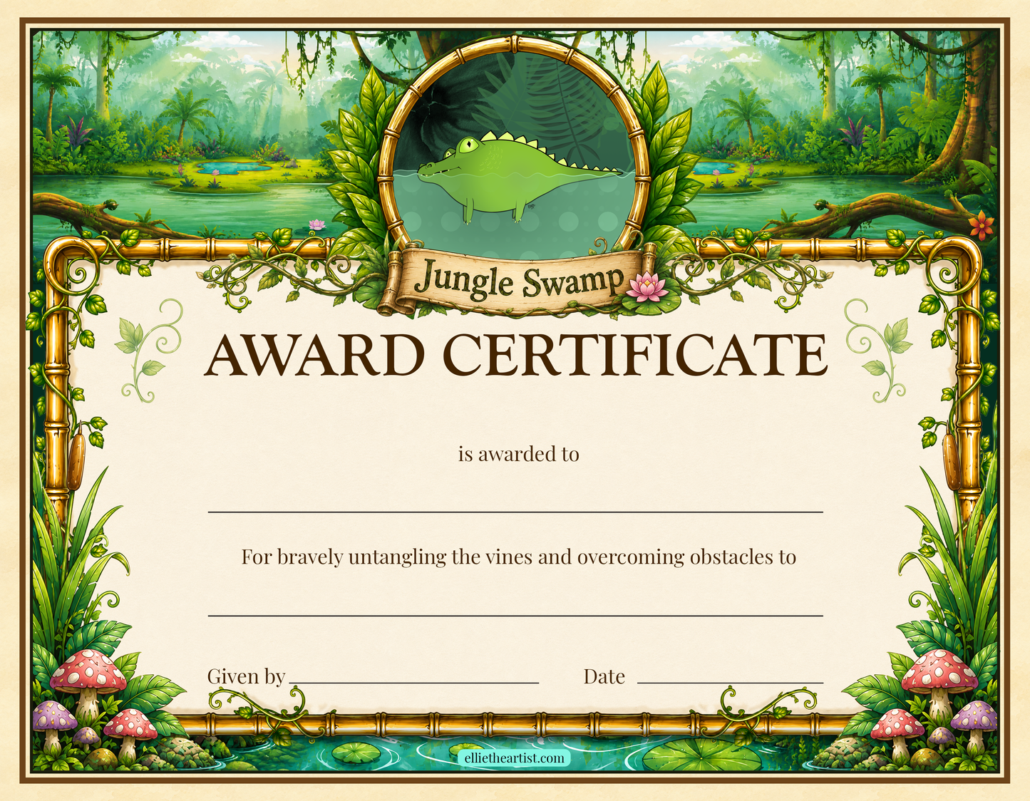 Jungle Swamp Reward Certificate Pad | Kids Award Certificates