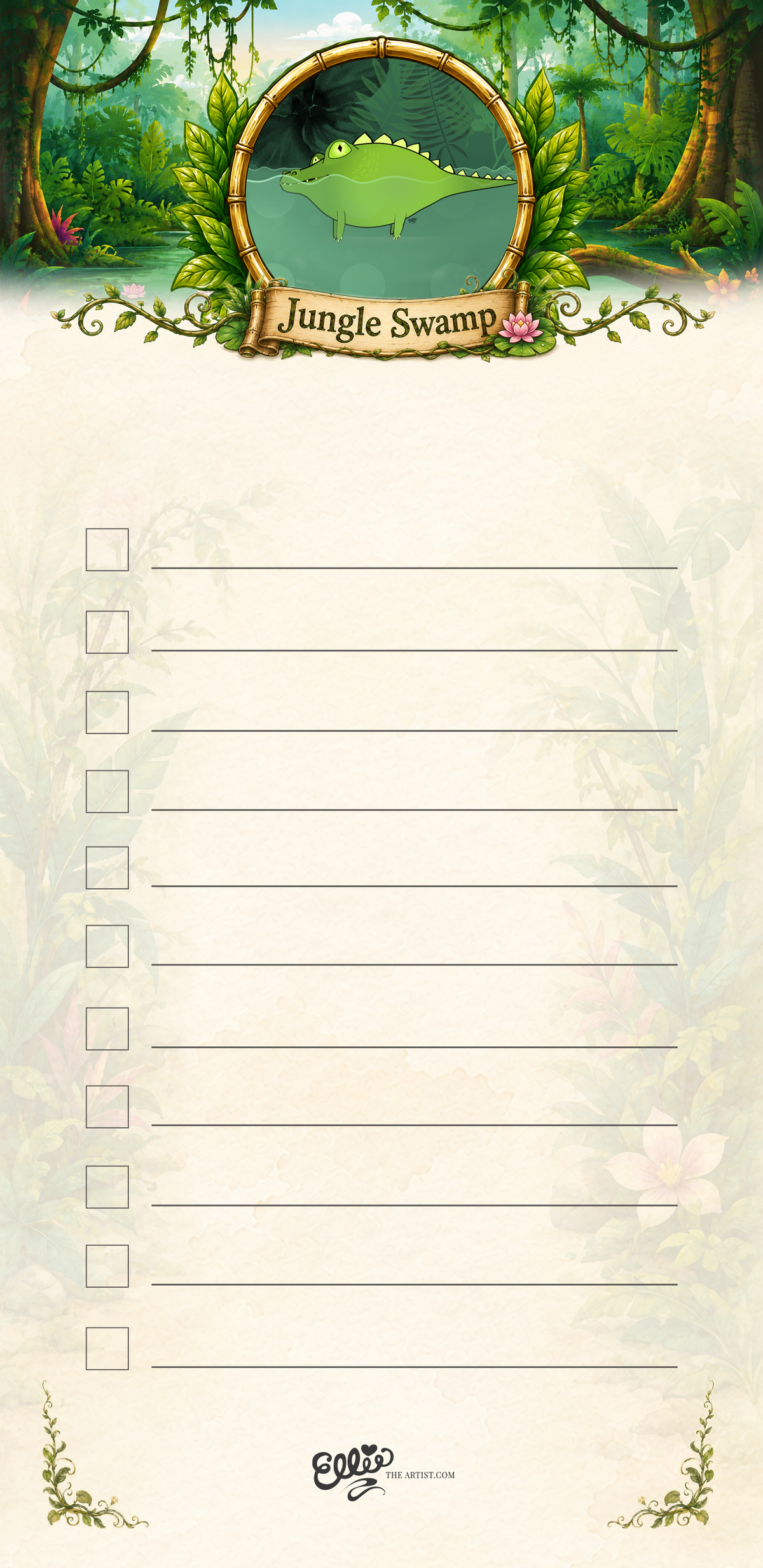 Gator in the Swamp magnetic notepad from the Jungle Swamp Collection