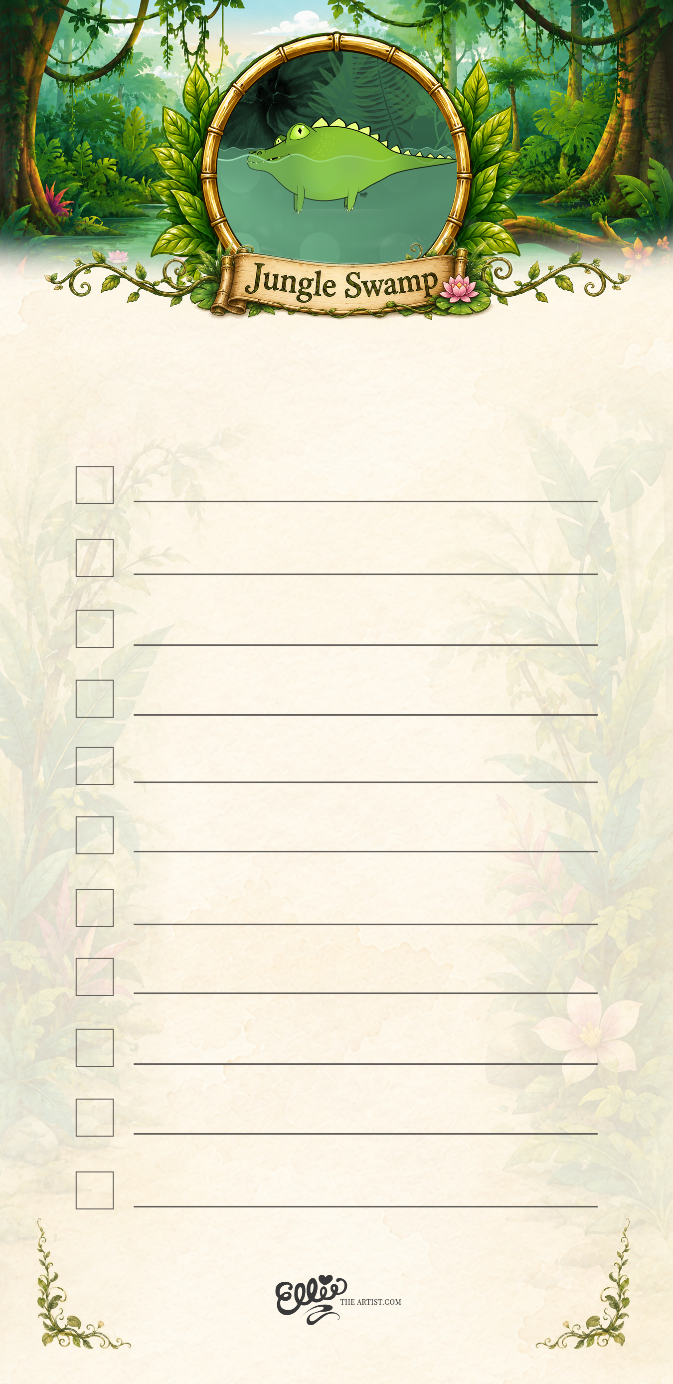 Gator in the Swamp magnetic notepad from the Jungle Swamp Collection