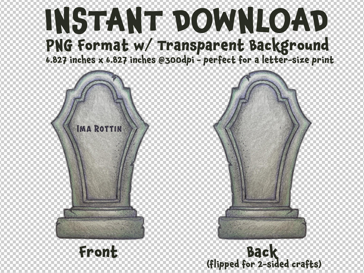 TOMBSTONE Ima Rottin Gravestone Clip Art Printable Digital Instant Download for Halloween Decorations Invites Party Favors Prizes Gifts