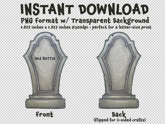 TOMBSTONE Ima Rottin Gravestone Clip Art Printable Digital Instant Download for Halloween Decorations Invites Party Favors Prizes Gifts