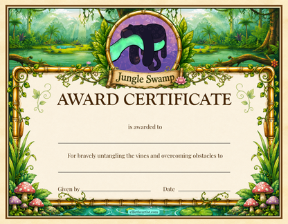 Jungle Swamp Printable Reward Certificate | Kids Award Certificate Digital Download